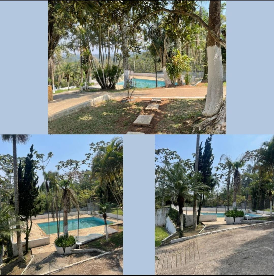 Vista geral das piscinas e área verde